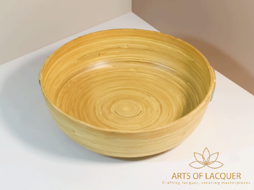 Handcrafted Bamboo Lacquer Jade Green Accent Bowl Set