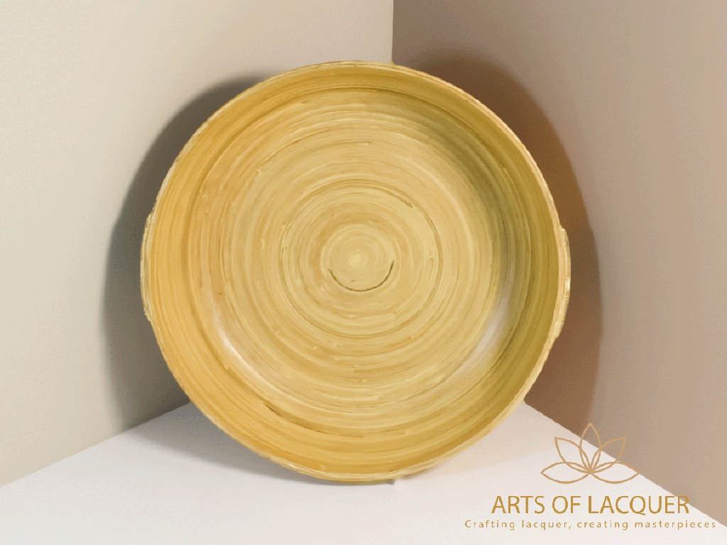 Handcrafted Bamboo Lacquer Jade Green Accent Bowl Set