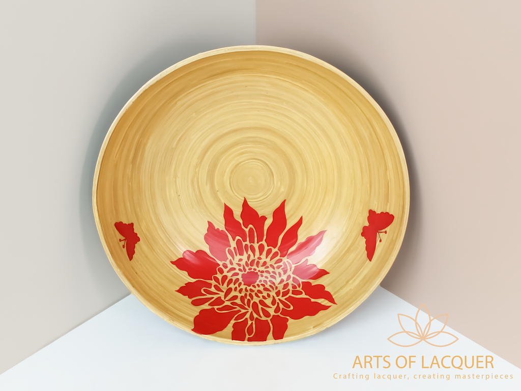 Radiant Chrysanthemum Bamboo Lacquer Bowl by Arts of Lacquer 