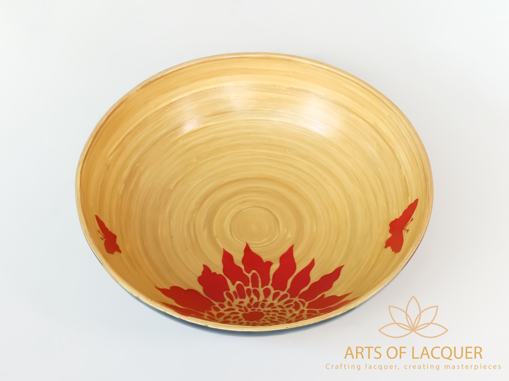 Radiant Chrysanthemum Bamboo Lacquer Bowl by Arts of Lacquer 