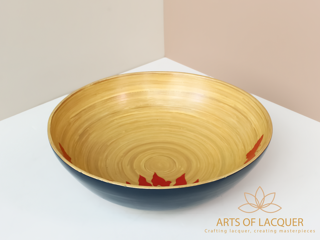 Radiant Chrysanthemum Bamboo Lacquer Bowl by Arts of Lacquer 