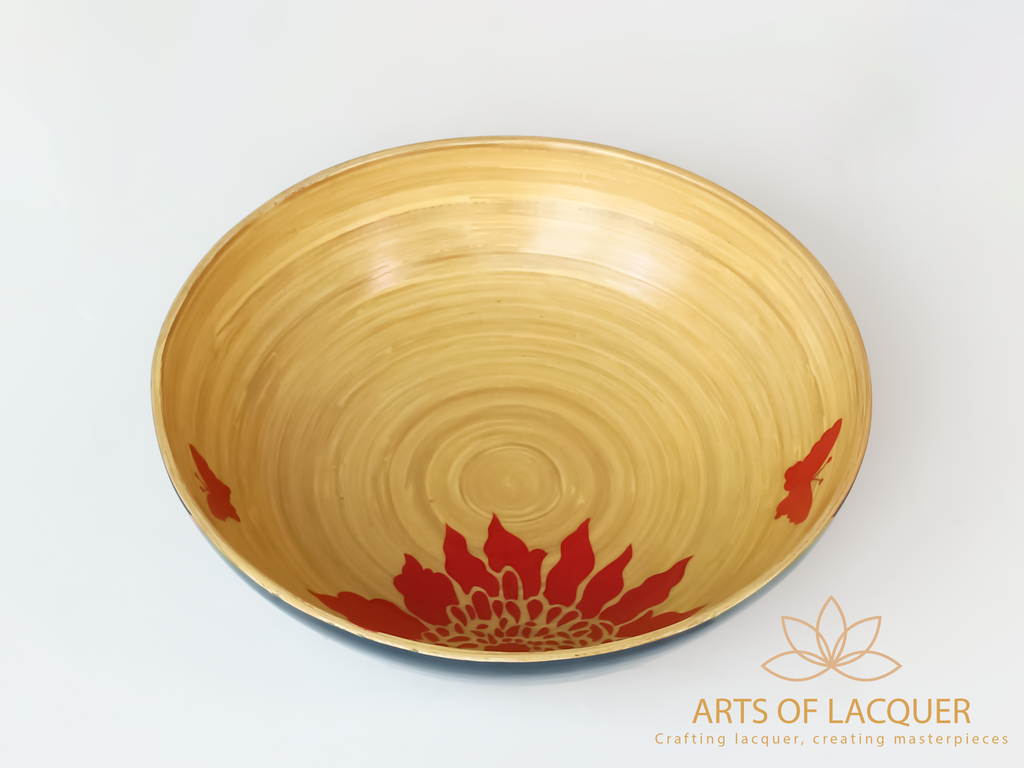 Radiant Chrysanthemum Bamboo Lacquer Bowl by Arts of Lacquer 