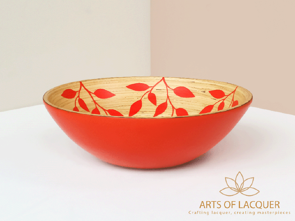 Green Leaf Elegant Bamboo Lacquer Bowl by Arts of Lacquer