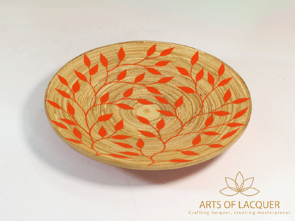 Green Leaf Elegant Bamboo Lacquer Bowl by Arts of Lacquer