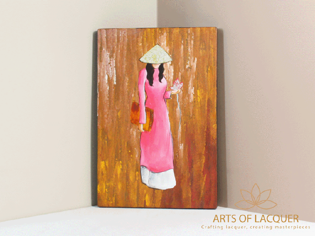 Elegance of Tradition -Ao Dai Lacquer Wood Painting