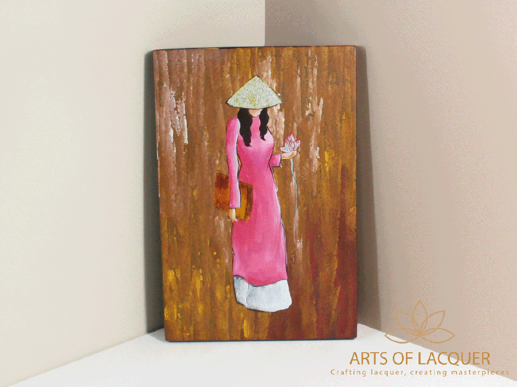 Elegance of Tradition -Ao Dai Lacquer Wood Painting