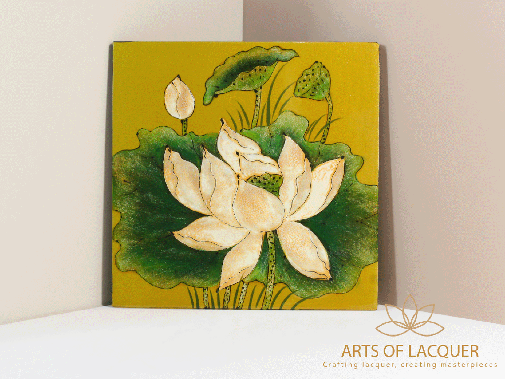 Gold Lotus Lacquer Art Painting