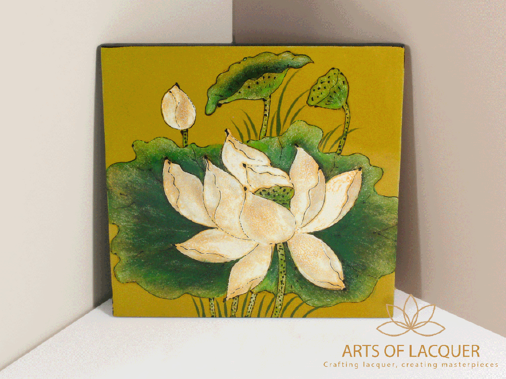 Gold Lotus Lacquer Art Painting