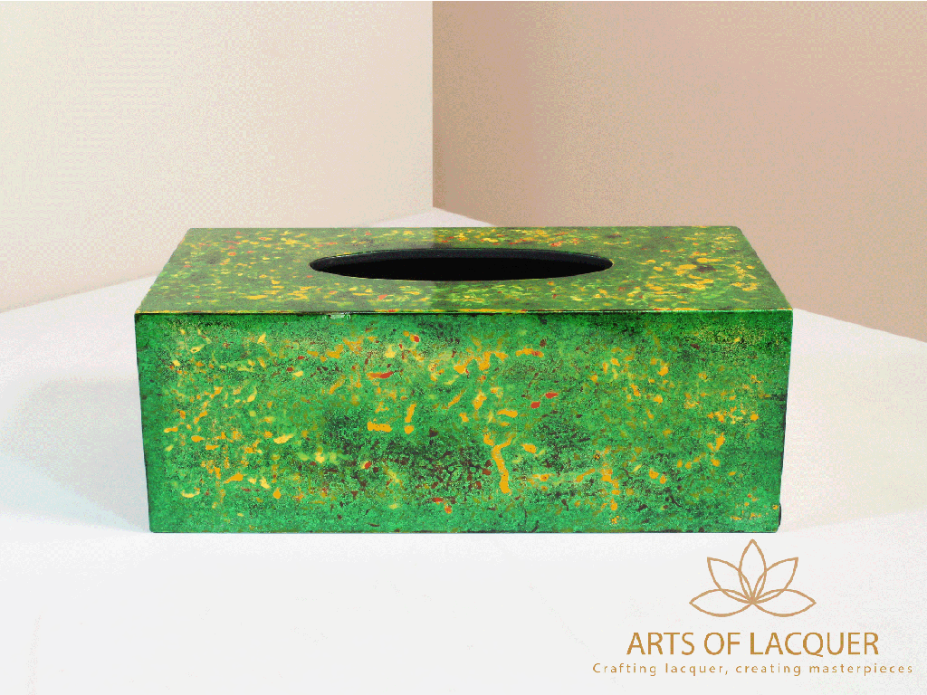 Green Abstract Lacquer Tissue Box