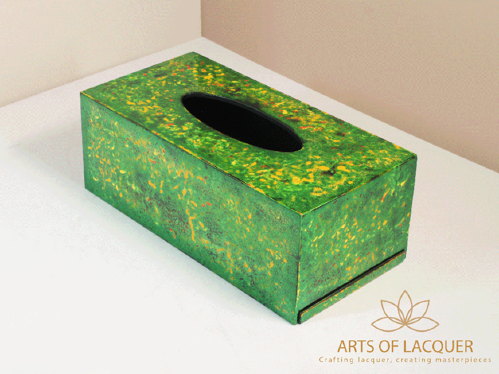 Green Abstract Lacquer Tissue Box