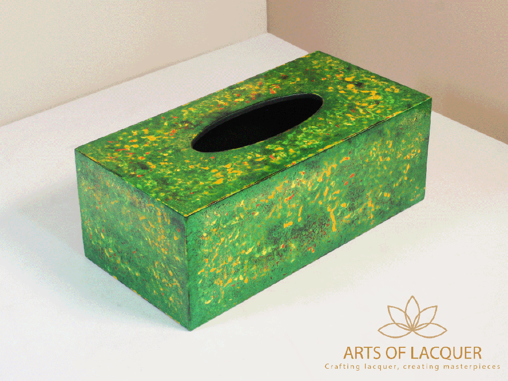 Green Abstract Lacquer Tissue Box