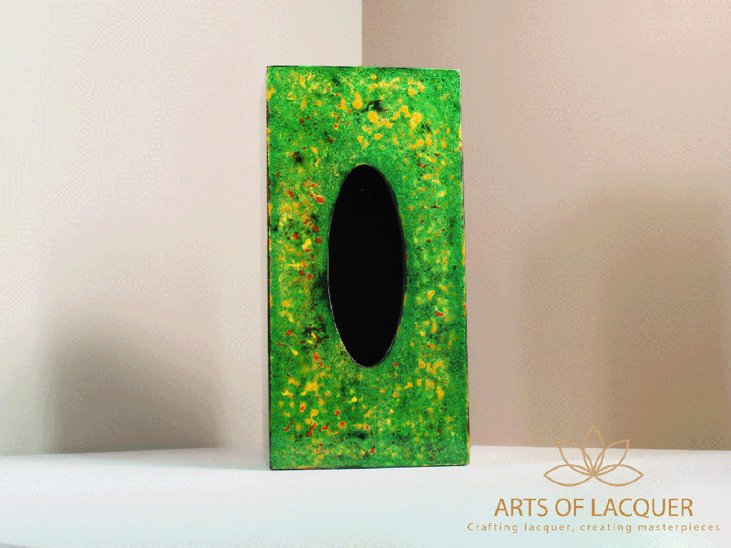 Green Abstract Lacquer Tissue Box