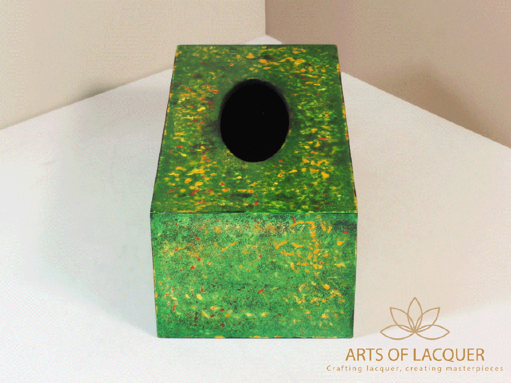 Green Abstract Lacquer Tissue Box