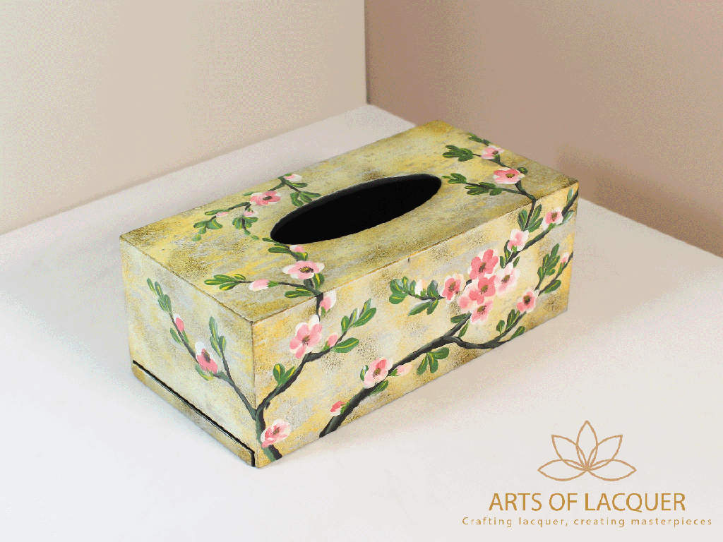 Cherry Blossom Lacquer Tissue Box