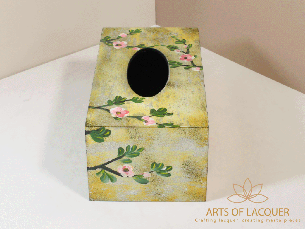 Cherry Blossom Lacquer Tissue Box