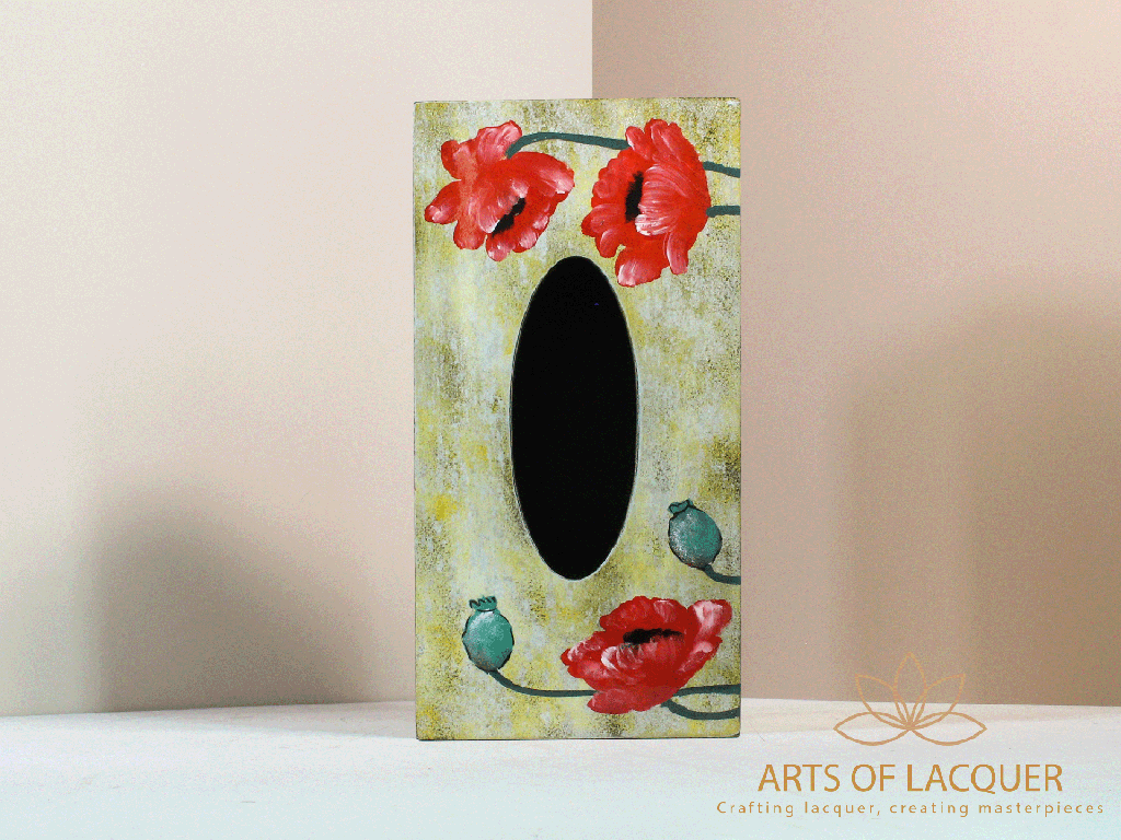 Red Poppy Lacquer Tissue Box