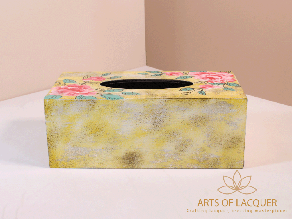 Rose Blossom Lacquer Tissue Box