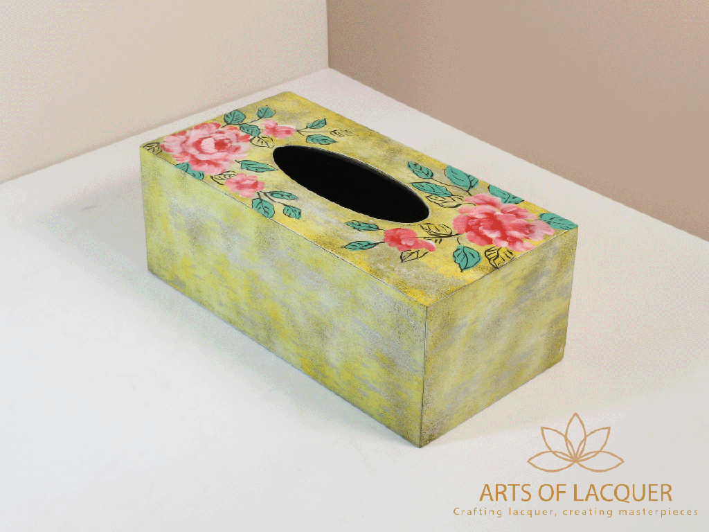 Rose Blossom Lacquer Tissue Box