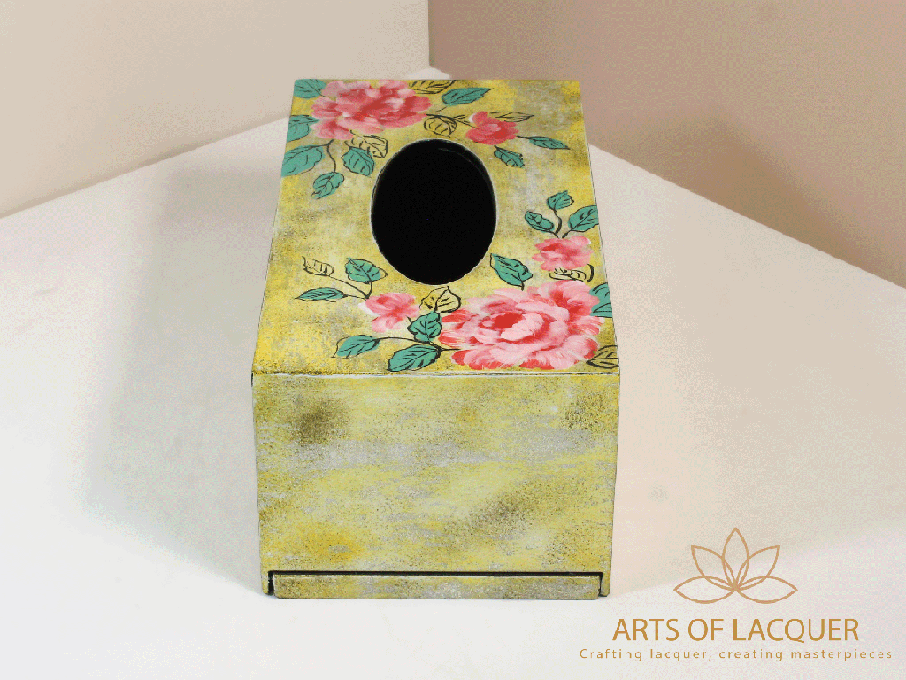 Rose Blossom Lacquer Tissue Box