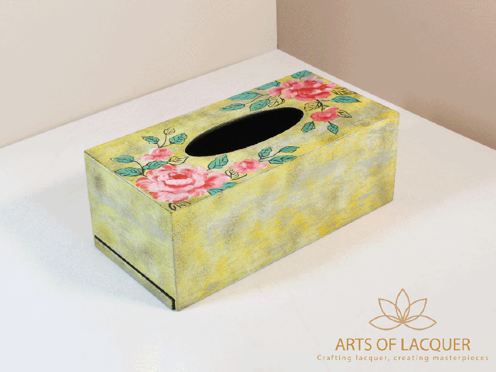 Rose Blossom Lacquer Tissue Box