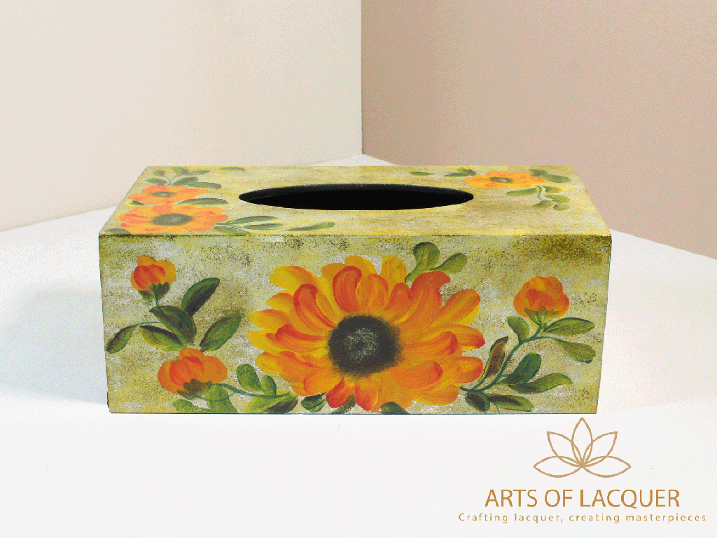 Sunflower Lacquer Tissue Box