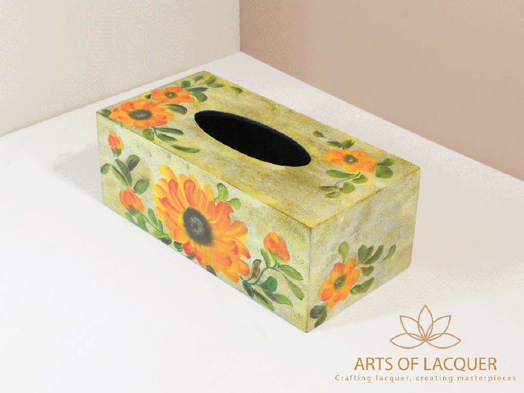 Sunflower Lacquer Tissue Box