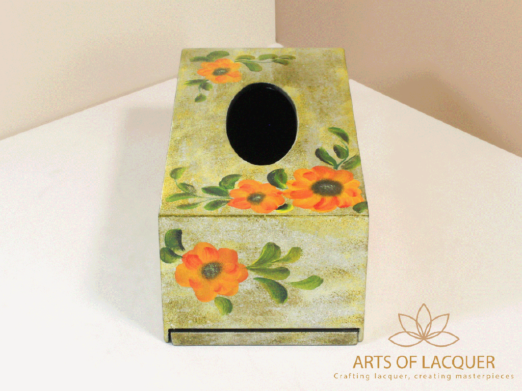 Sunflower Lacquer Tissue Box