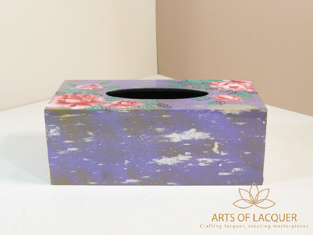 Purple Rose Lacquer Tissue Box