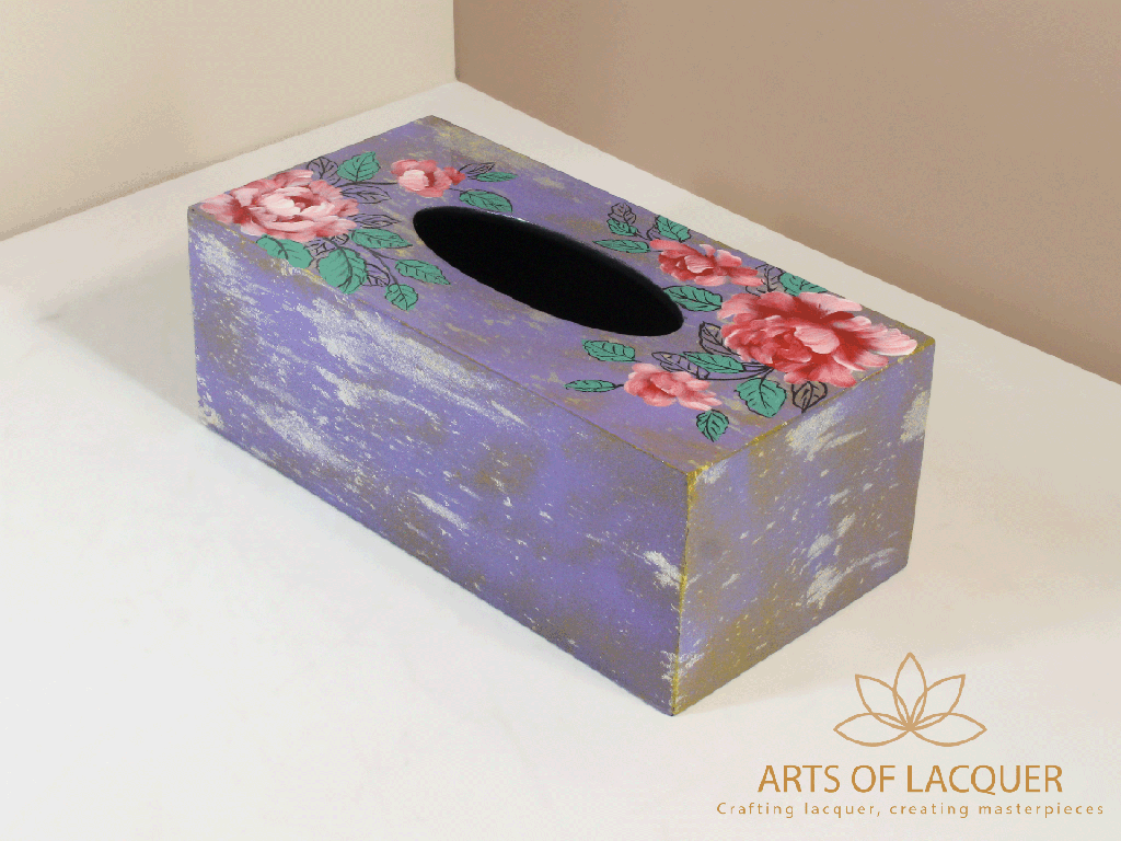 Purple Rose Lacquer Tissue Box