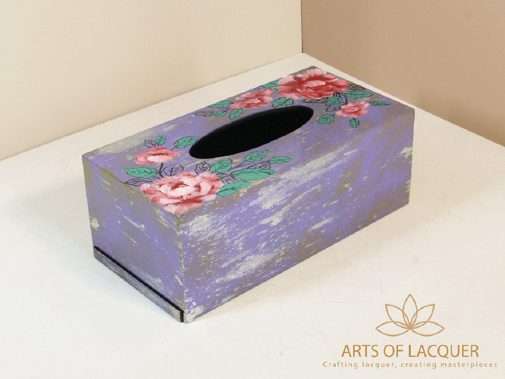 Purple Rose Lacquer Tissue Box