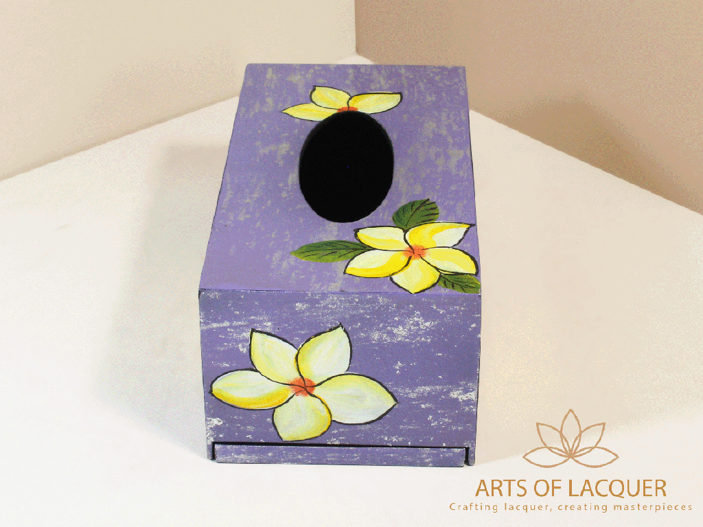 Plumeria Flower Lacquer Tissue Box