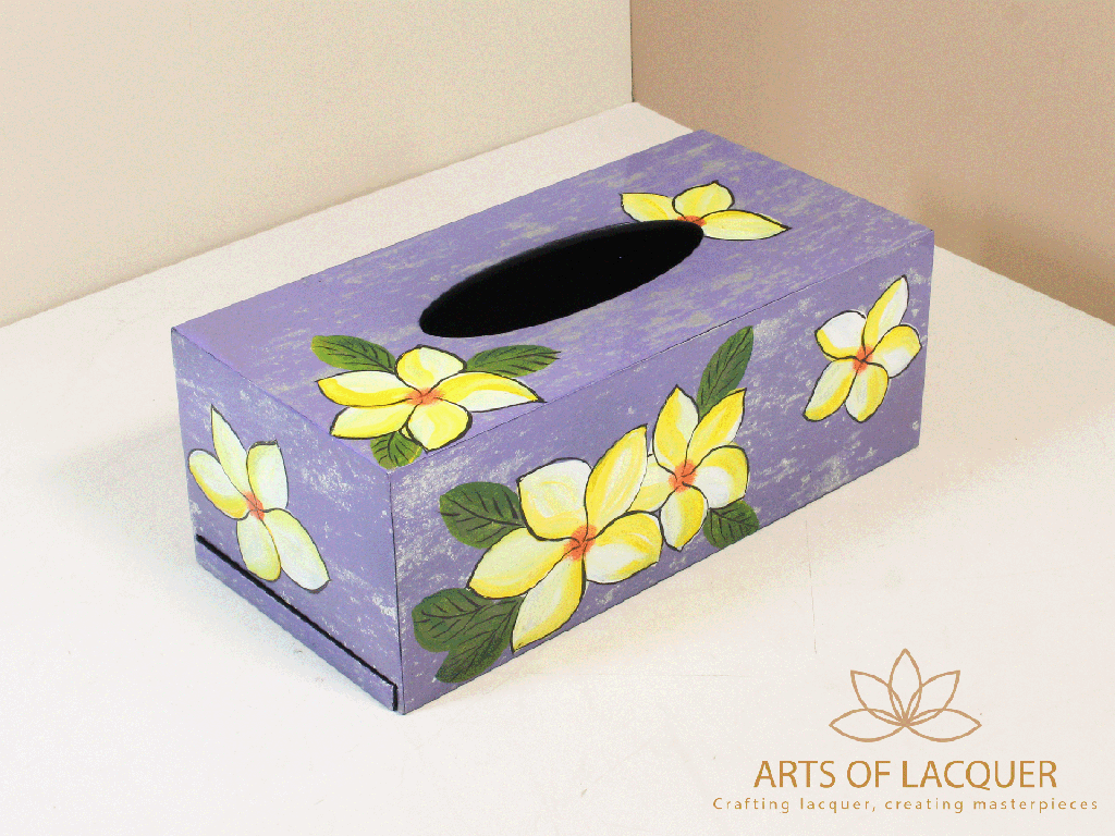 Plumeria Flower Lacquer Tissue Box