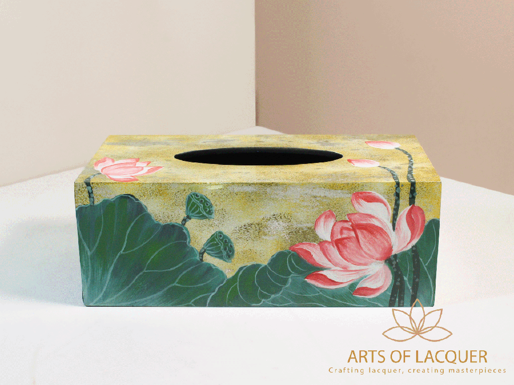 Lotus Flower Lacquer Tissue Box