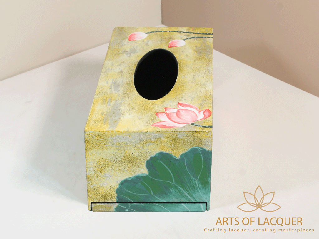 Lotus Flower Lacquer Tissue Box