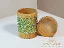 Artisanal Bamboo Lacquer Jar with Eggshell Mosaic