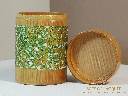 Artisanal Bamboo Lacquer Jar with Eggshell Mosaic