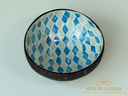 Lacquered Coconut Bowl In Blue Diamond Inlay