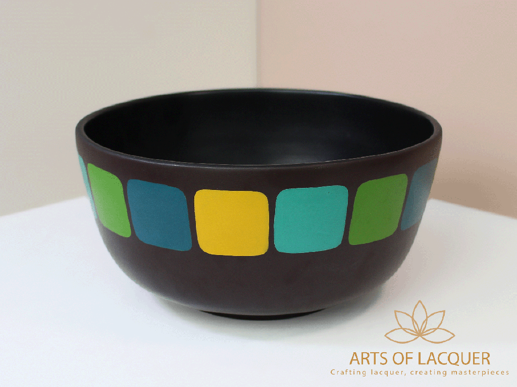 Modernist Color Block Lacquer Bowl 