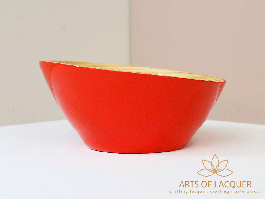 Crimson Gleam Lacquer Bowl 