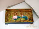 Golden Lacquer Tray - Lotus Flower Design