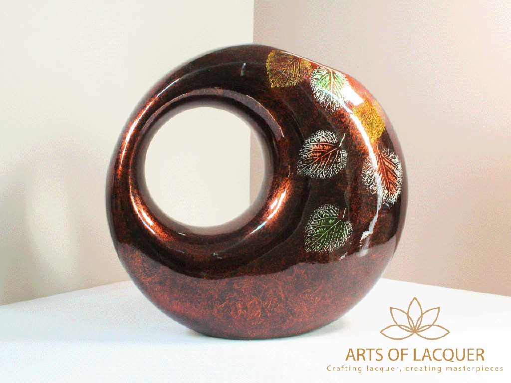 Handmade Autumn Leaves Roses Lacquer Ring Vase