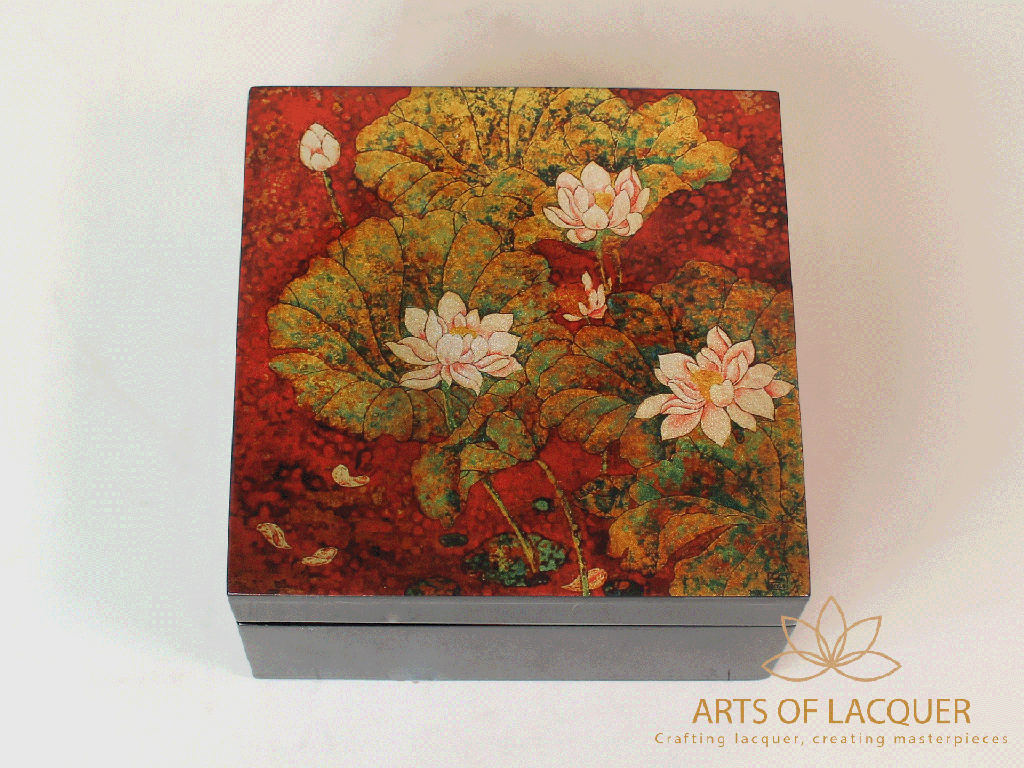 Lotus Lacquered Jewelry Box 