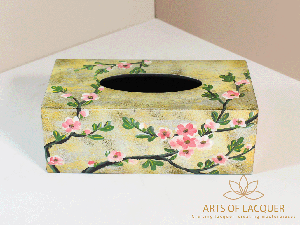 Cherry Blossom Lacquer Tissue Box