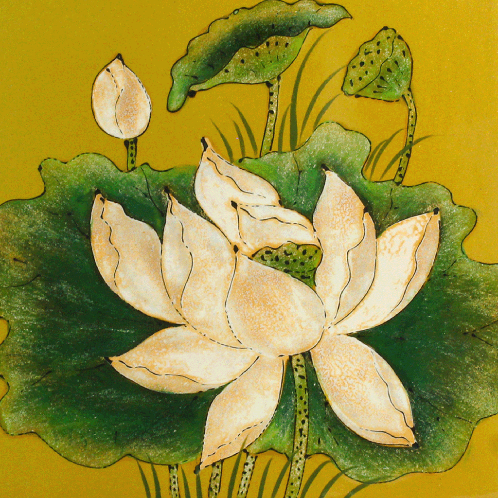 Gold Lotus Lacquer Art Painting