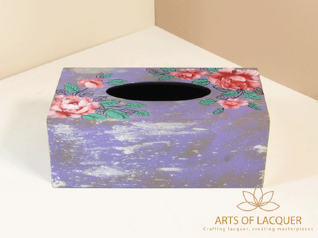 Purple Rose Lacquer Tissue Box