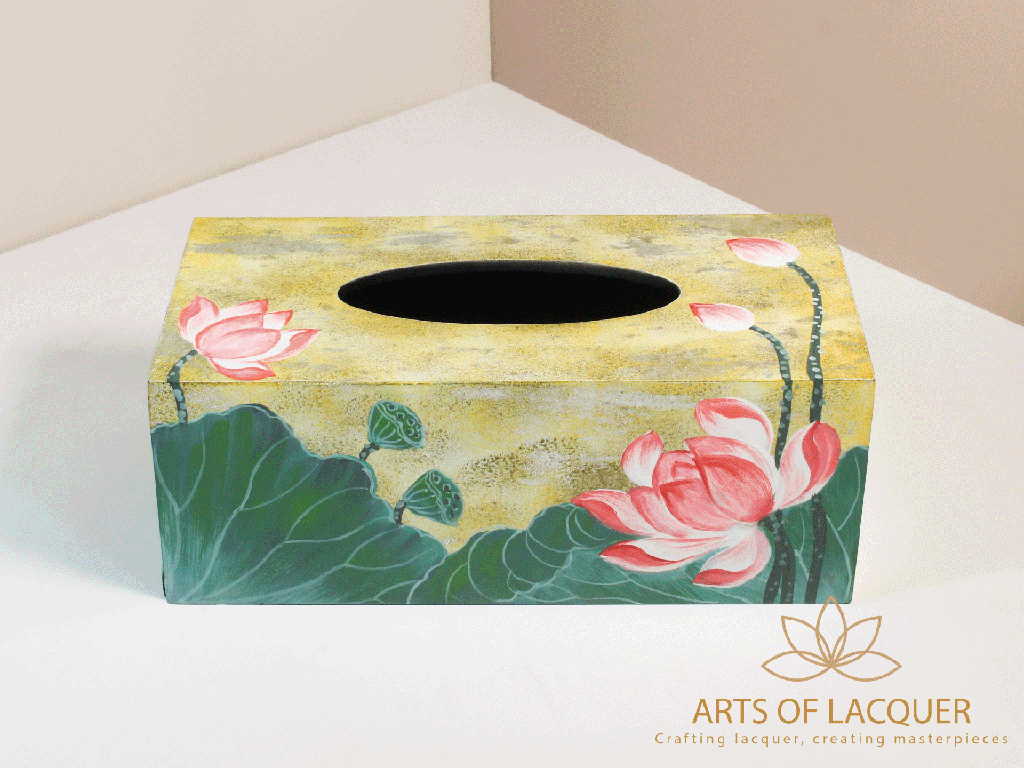 Lotus Flower Lacquer Tissue Box