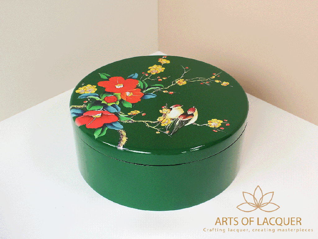 Emerald Blossom Handcrafted Lacquer Keepsake Box