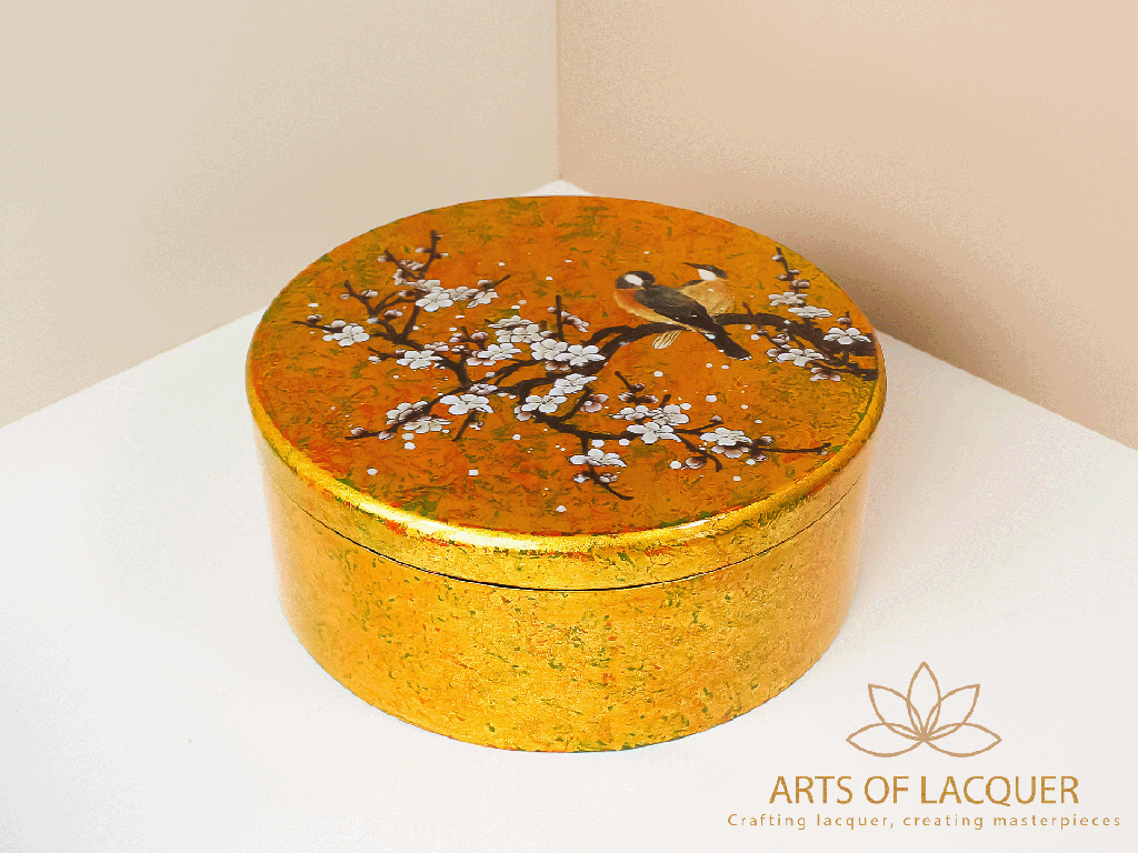 Apricot Blossom Serenity Lacquer Keepsake Box