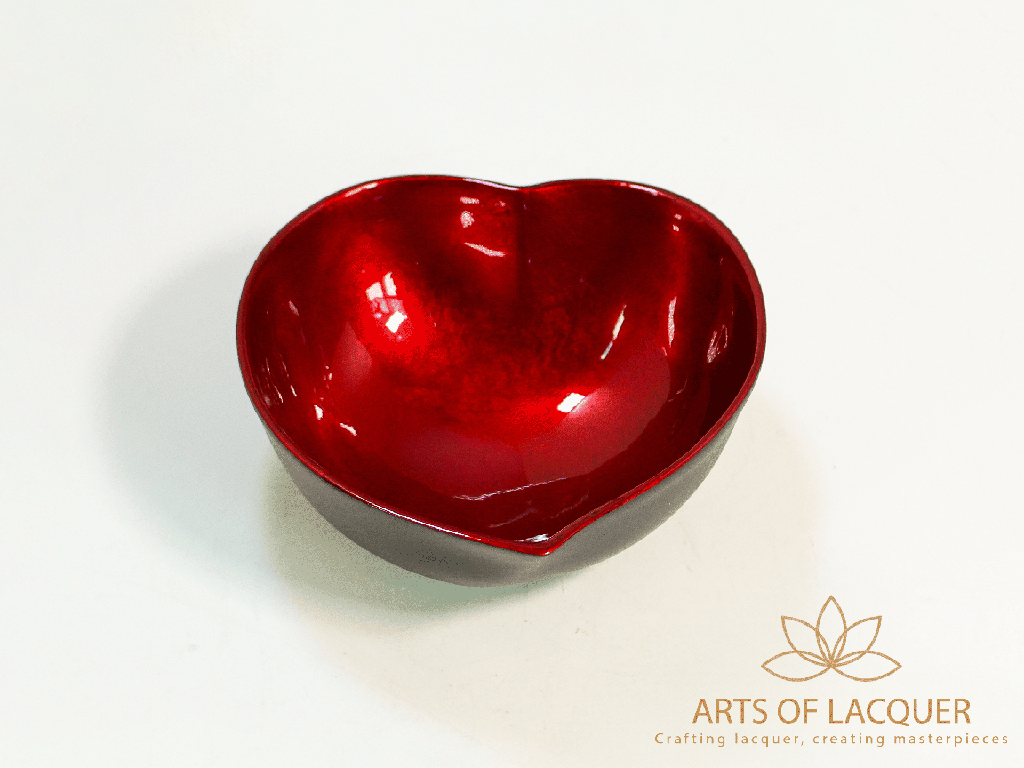 Radiant Red Heart Lacquer Bowl