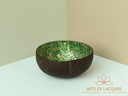 Eggshell Coconut Lacquer Bowl in Emerald Golden